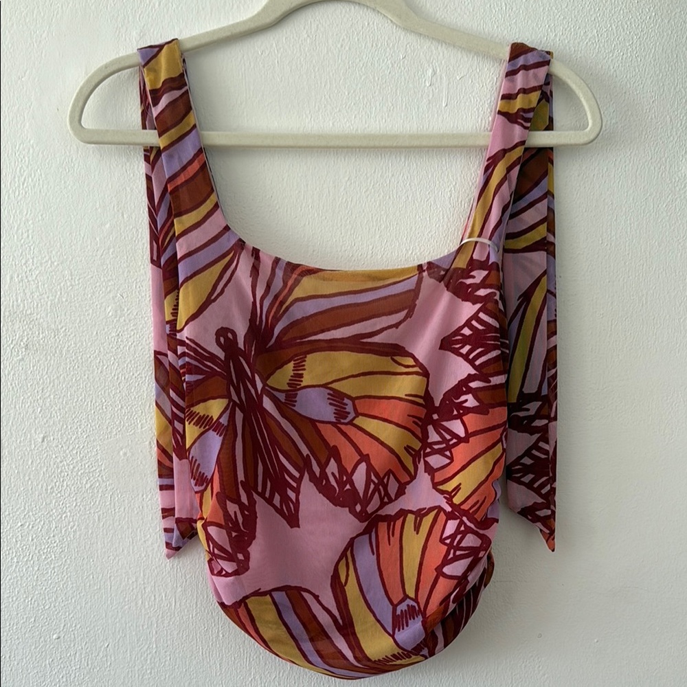 Free People Colorful Butterfly Print Women's Top